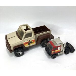 2 Tonka Trucks Metal brown beige red silver Toy‎ Vintage